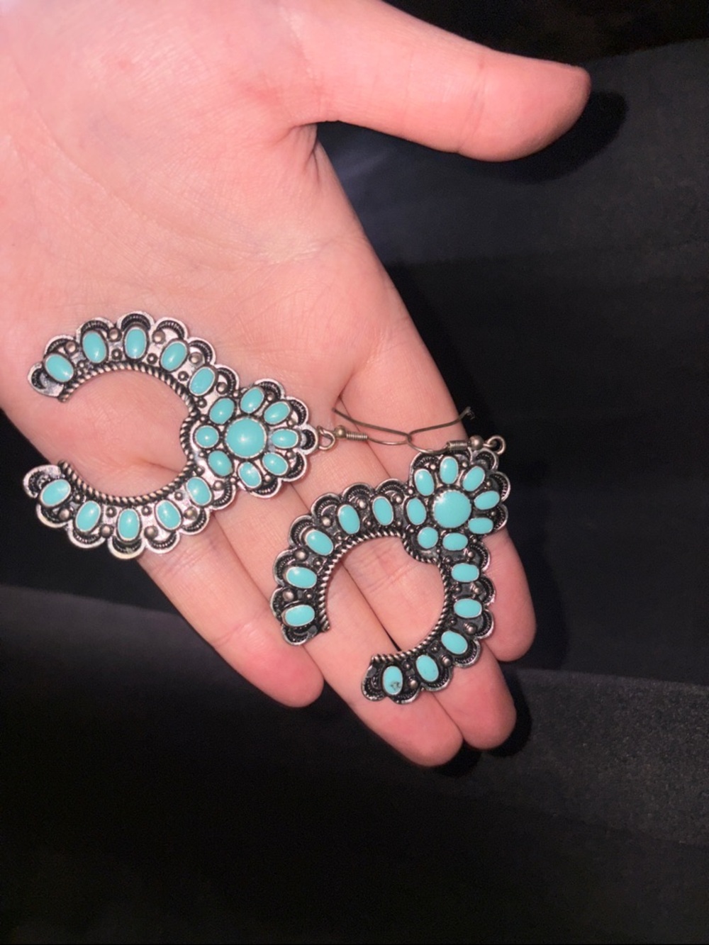 Turquoise Statement Hoop Earrings - Women Jewelry